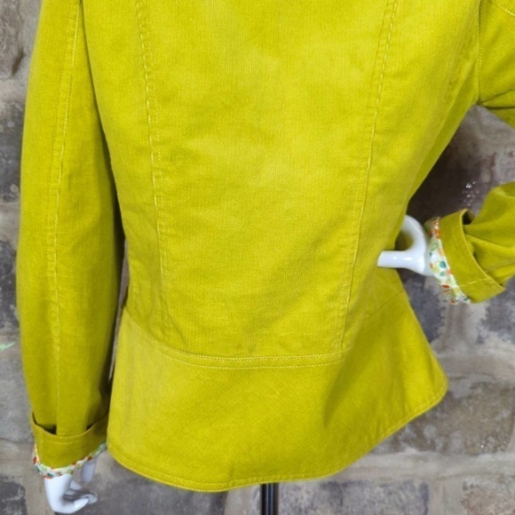 David Brooks Jacket Corduroy Lime Green Woman's Size Small Button Up Retro - Picture 6 of 12